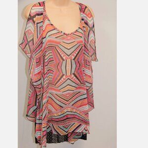 NWT Jessica Simpson Swimsuit Bikini Cover Up Tunic Dress Multi